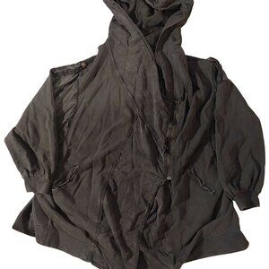 Free People Womens Hooded Jacket Charcoal Gray Size M Cotton & Tencel Blend grun